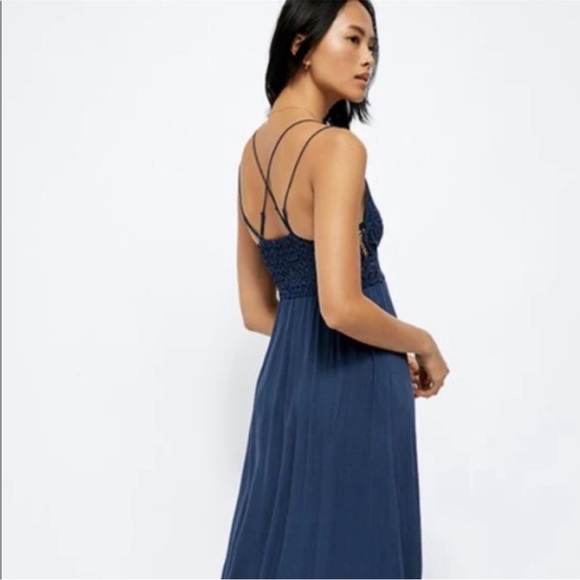 Free People Adella Maxi Slip Dress in Midnight Blue Small - Picture 13 of 13